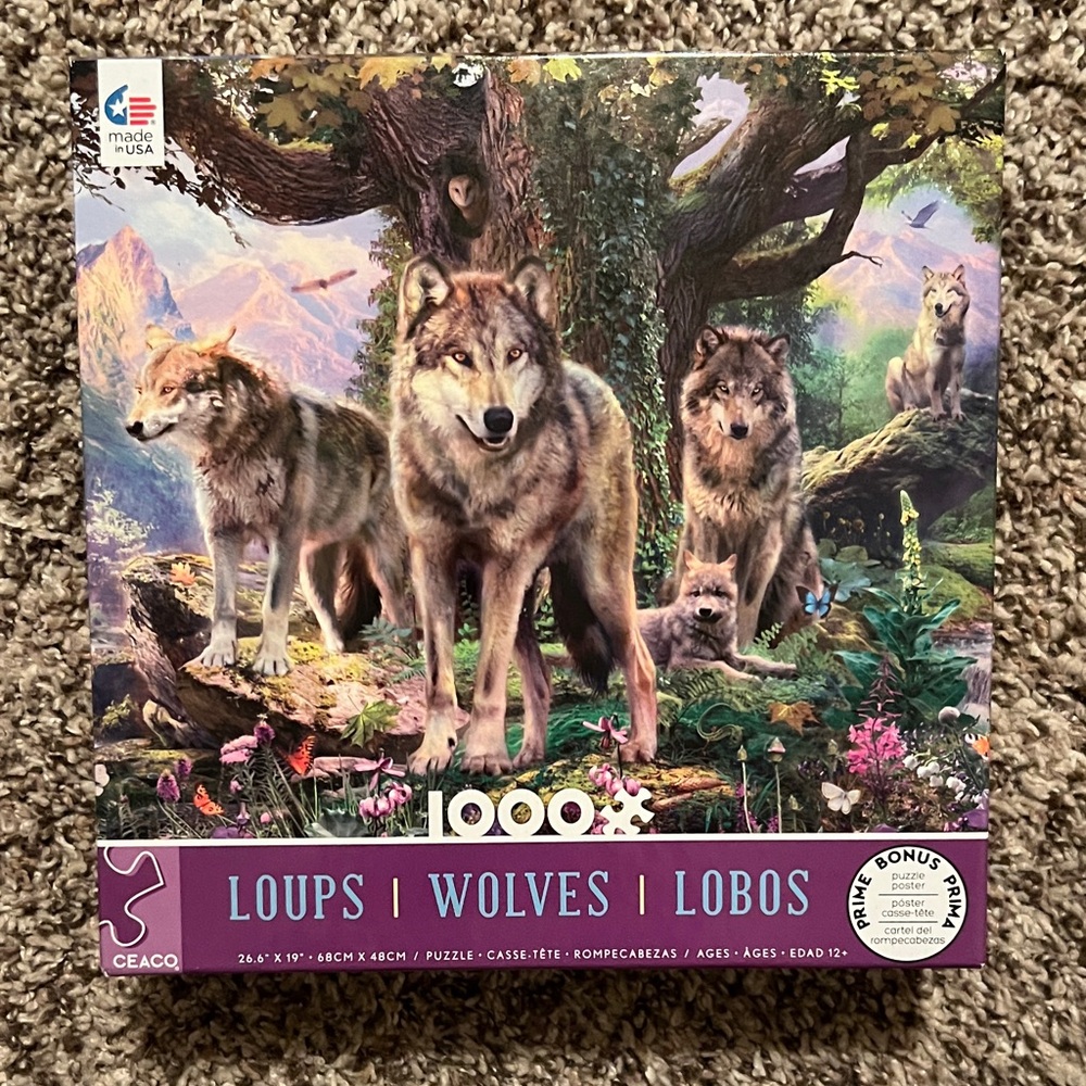 Ceaco Wolves Puzzle - 1000 Pieces - Purple and Green